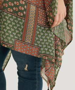 Bandana Print Tassels Trim Asymmetrical Hem Kimono -Clothing Shop 917659600 yn