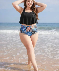 Tropical Print High Waist Ruched Detail Bikini Bottom 13 Tropical Print High Waist Ruched Detail Bikini Bottom -Clothing Shop 918553326 yb