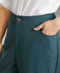 Elastic Waist Solid Pocket Straight Leg Pants -Clothing Shop 919131549 fj