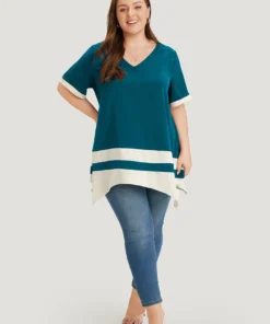 Anti-Wrinkle Two Tone Hanky Hem Blouse 35 Anti-Wrinkle Two Tone Hanky Hem Blouse -Clothing Shop 91933925 sz 6004ed08 615d 4b3c 9b4d 85b1ba7e6b1e