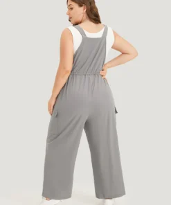 Solid Flap Pocket Drawstring Side Overall Jumpsuit -Clothing Shop 919654410 qw