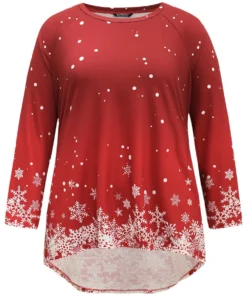 Christmas Snowflake Raglan Sleeve High Low Hem T-shirt -Clothing Shop 91965717 sg d25f817f fe6c 4b54 8d73 2d783b15fec8