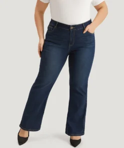 Plain Bootcut Pocket Zipper Fly Jeans