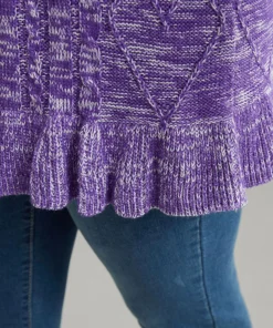 Heather Flutter Hem Cable Knit Pullover 17 Heather Flutter Hem Cable Knit Pullover -Clothing Shop 92118484 sp