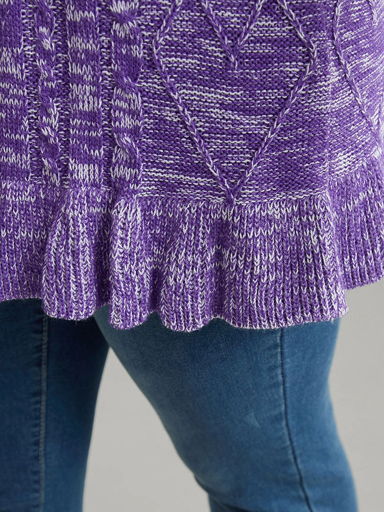 Heather Flutter Hem Cable Knit Pullover 9 Heather Flutter Hem Cable Knit Pullover - Image 7