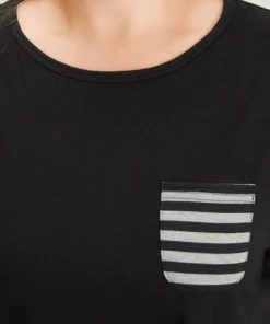 Striped Patchwork Patched Pocket Arc Hem Sleep Top 16 Striped Patchwork Patched Pocket Arc Hem Sleep Top -Clothing Shop 921249246 sq