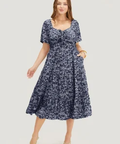 Ditsy Floral Drawstring Ruched Pocket Ruffle Tiered Dress 39 Ditsy Floral Drawstring Ruched Pocket Ruffle Tiered Dress -Clothing Shop 921741982 ah 2163400d e7ca 480a 9156 96802c6982cb