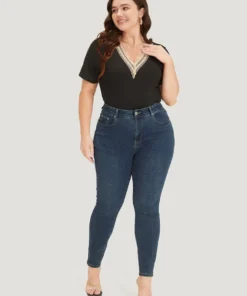 Contrast Lace Patchwork V Neck Bodysuit -Clothing Shop 922286796 ef