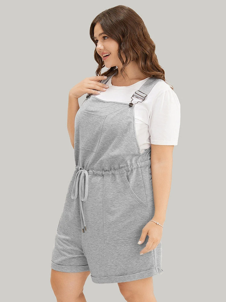 Solid Pocket Drawstring Overall Romper 7 Solid Pocket Drawstring Overall Romper - Image 5