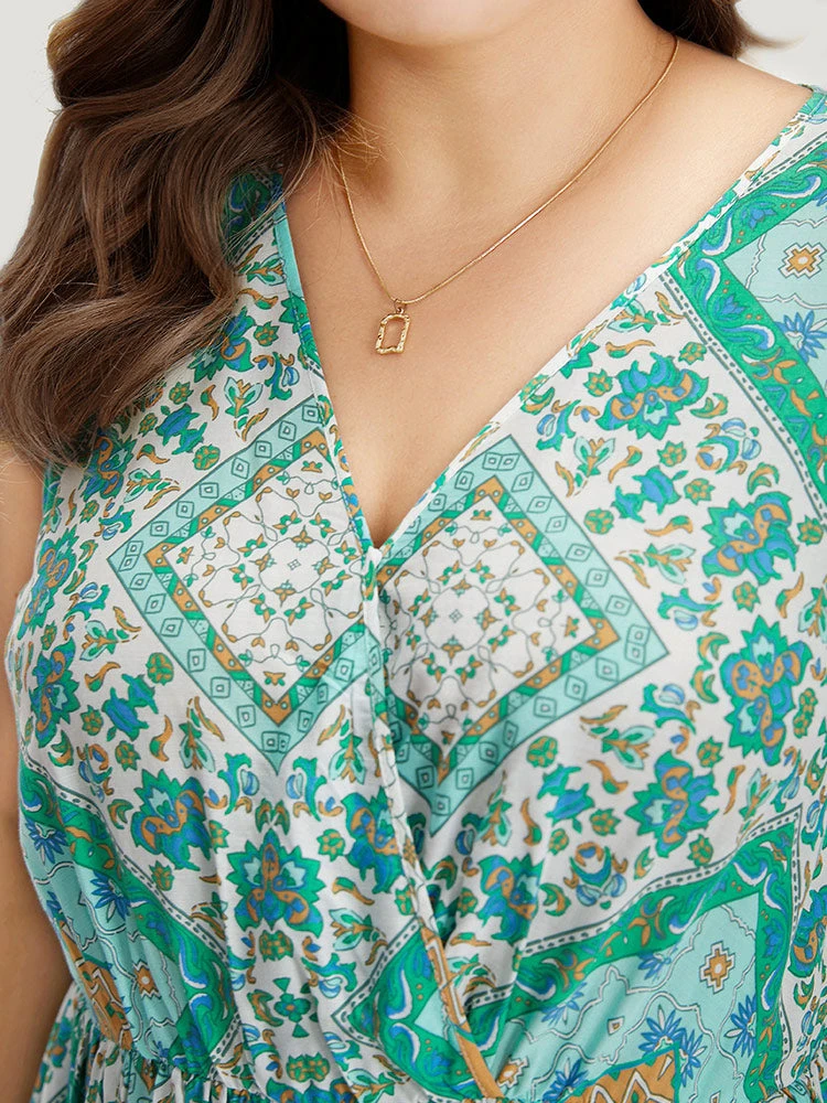 Bandana Print Overlap Collar Pocket Tank Dress 11 Bandana Print Overlap Collar Pocket Tank Dress - Image 9