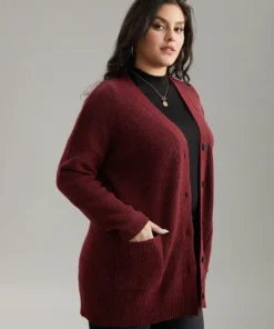 Plisse Plain Button Fly Patched Pocket Cardigan -Clothing Shop 923113553 bn d7123f65 3576 4eec ab62 5ce3beacf72a