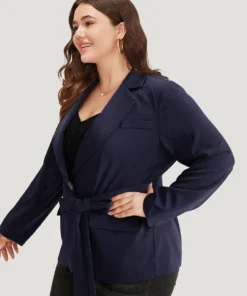 Anti-Wrinkle Button Through Belted Blazer 13 Anti-Wrinkle Button Through Belted Blazer -Clothing Shop 92331334 dm