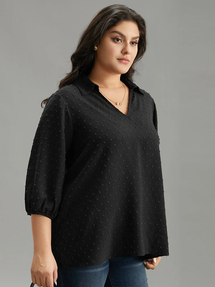 Plisse Polka Dot Elastic Cuffs Blouse 6 Plisse Polka Dot Elastic Cuffs Blouse - Image 4