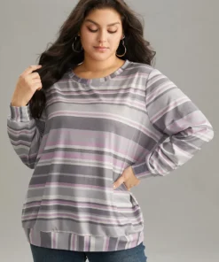 Striped Print Round Neck Sweatshirt