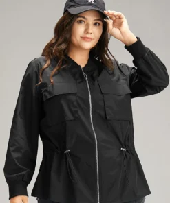 Wind-Resistant Zipper Fly Drawstring Jacket