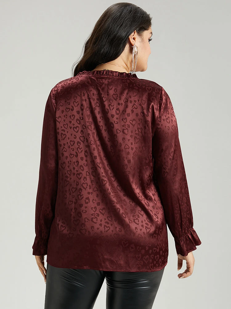 Solid Knot Neck Frill Trim Flutter Sleeve Blouse 4 Solid Knot Neck Frill Trim Flutter Sleeve Blouse - Image 2