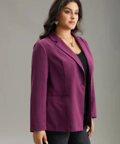 Static-Free Plain Suit Collar Pocket Blazer -Clothing Shop 925996868 fw