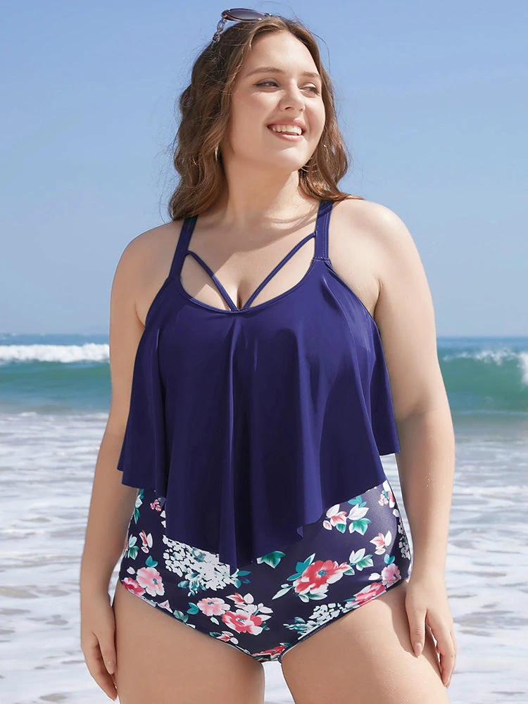 Floral Patchwork Asymmetrical Ruffles Sculpt Waist One Piece Swimsuit 15 Floral Patchwork Asymmetrical Ruffles Sculpt Waist One Piece Swimsuit - Image 13