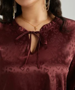 Solid Knot Neck Frill Trim Flutter Sleeve Blouse 18 Solid Knot Neck Frill Trim Flutter Sleeve Blouse -Clothing Shop 928930200 rw