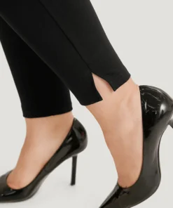 Plain Skinny Split Hem Pocket Pants -Clothing Shop 929075808 an