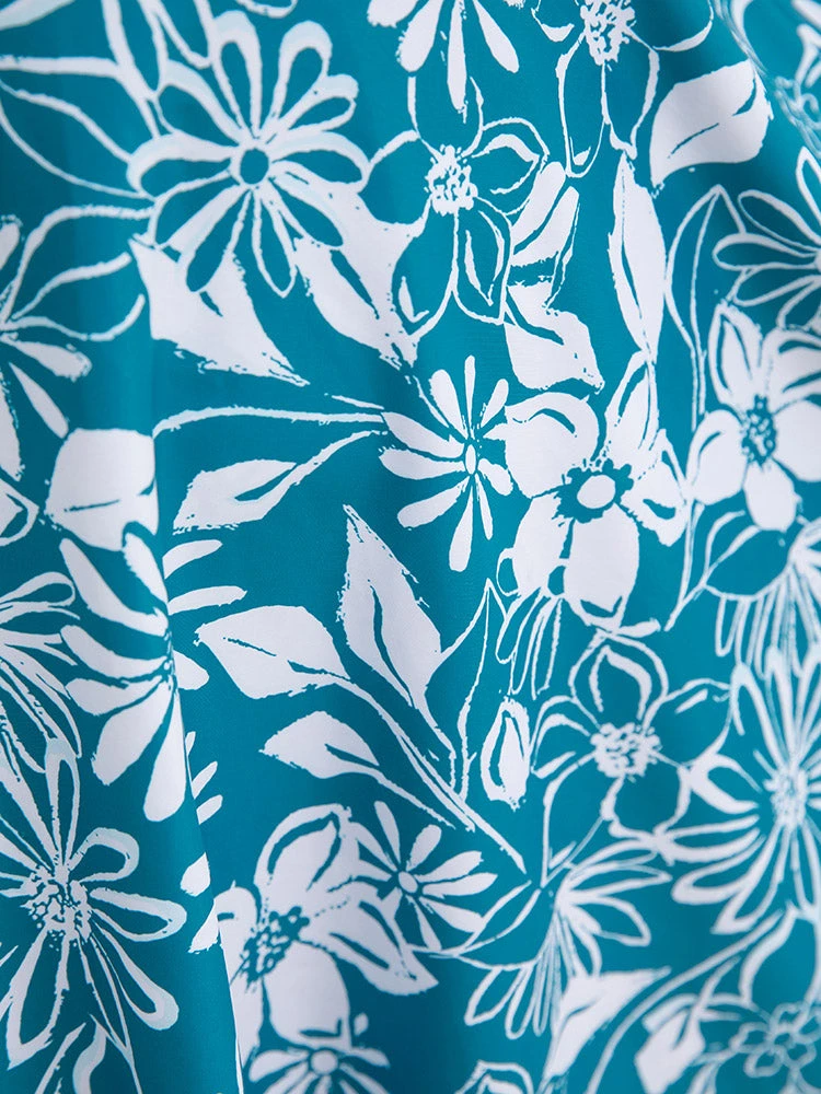 Floral Sculpt Waist V Neck Ruffle Hem Swim Dress 9 Floral Sculpt Waist V Neck Ruffle Hem Swim Dress - Image 7