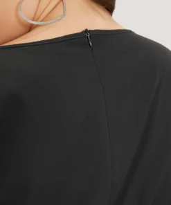 Plain Pocket Flounce Sleeve Elastic Waist Ties Jumpsuit -Clothing Shop 930725152 zq