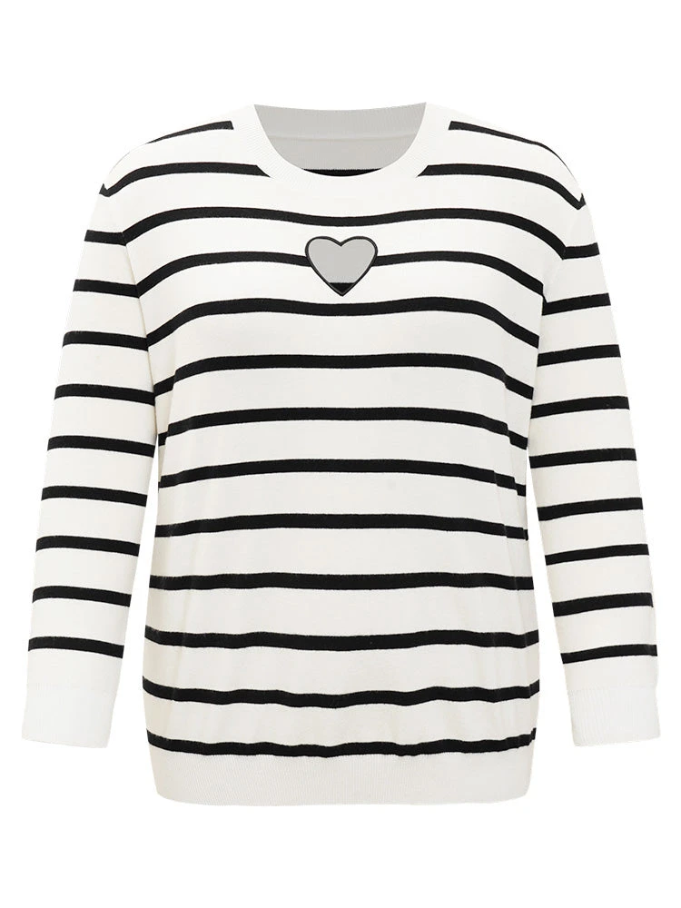 Supersoft Essentials Striped Heart Keyhole Mesh Pullover 11 Supersoft Essentials Striped Heart Keyhole Mesh Pullover - Image 9