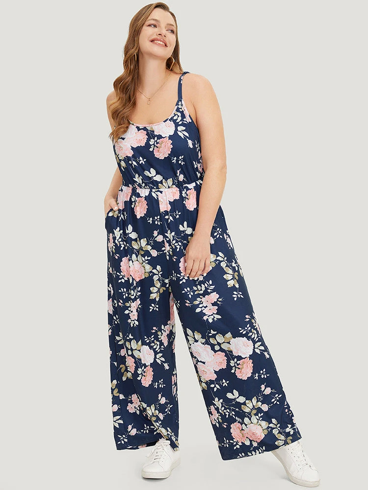 Floral Print Pocket Scoop Neck Cami Jumpsuit 7 Floral Print Pocket Scoop Neck Cami Jumpsuit - Image 5
