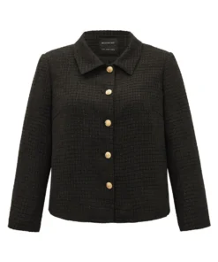 Plain Suit Collar Texture Button Up Blazer -Clothing Shop 932494110 yr