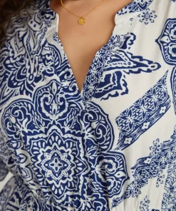 Bandana Print Notched Belted Dress -Clothing Shop 932857927 qx