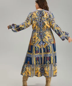 Boho Print Shirred Pocket Ruffle Hem Dress -Clothing Shop 93297933 xc 3d1792ed 26f4 4bdc bbeb 8c233fcd209a