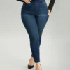 Dark Wash Skinny Elastic Waist Jeans -Clothing Shop 933212976 bf