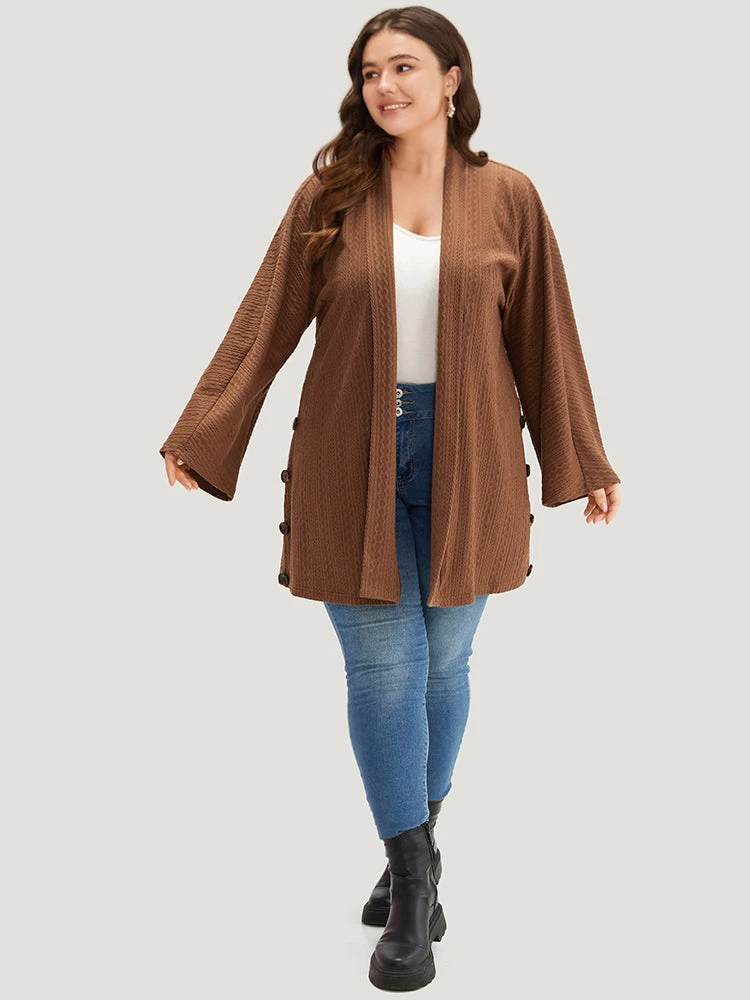 Halloween Texture Button Detail Open Front Kimono 6 Halloween Texture Button Detail Open Front Kimono - Image 4