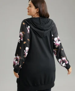 Floral Zipper Hooded Patchwork Raglan Sleeve Sweatshirt 11 Floral Zipper Hooded Patchwork Raglan Sleeve Sweatshirt -Clothing Shop 933350649 cb