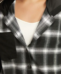 Plaid Hooded Patched Pocket Button Up Patchwork Coat -Clothing Shop 93354876 qw 8eb262ba 63f9 41fc a023 b8fcc6978a8a