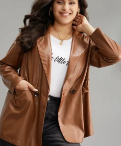 Anti-Wrinkle Lapel Collar Pocket Button Up Blazer