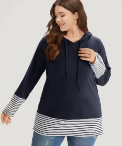 Striped Patchwork Hooded Drawstring T-shirt -Clothing Shop 934526501 ii 4f20aacd a2f4 4d31 9a70 2bc8382c7e6e