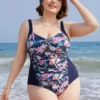Floral Crisscross Front Ruched Sculpt Waist One Piece Swimsuit -Clothing Shop 93484830 oq 041e7cb1 9b42 4789 acbe e75035dabd91