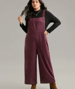 Plain Button Up Adjustable Straps Jumpsuit -Clothing Shop 934859250 hr