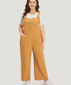 Solid Patched Pocket Overall Cami Jumpsuit