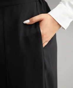 Metal Detail Pleated Wide Leg Pants -Clothing Shop 935418943 mx