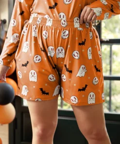 Halloween Bat Print Elastic Waist Sleep Shorts -Clothing Shop 935925521 cu 87d2afe0 bc67 4519 bb42 4b21740ec73b