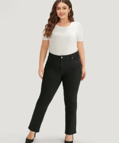 Solid High Rise Black Wash Jeans -Clothing Shop 936427589 cz