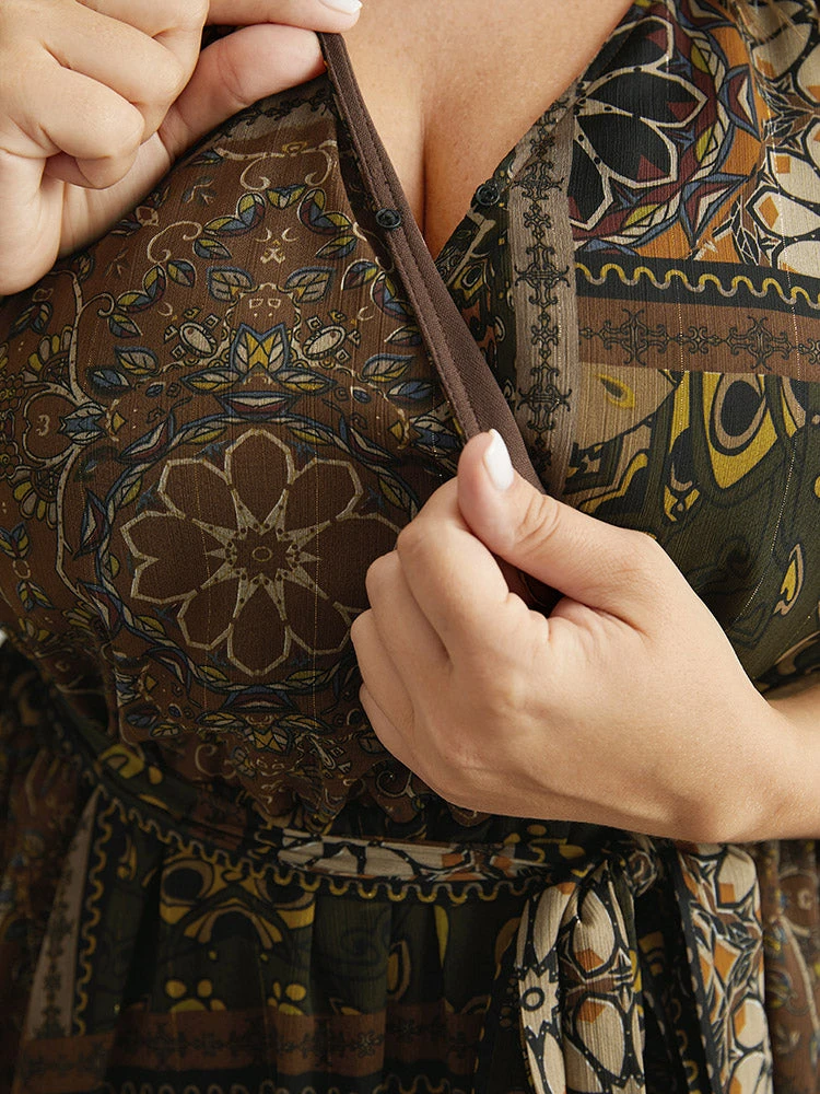 Boho Print Wrap Elastic Waist Belted Dress 8 Boho Print Wrap Elastic Waist Belted Dress - Image 6