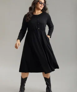 Supersoft Essentials Solid Button Detail Dress -Clothing Shop 93757803 it de22e450 2548 4b8c 8e1f 45a6684fd6f5