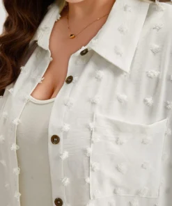 Solid Button Through Tab Sleeve Split Hem Coat -Clothing Shop 937956163 tq