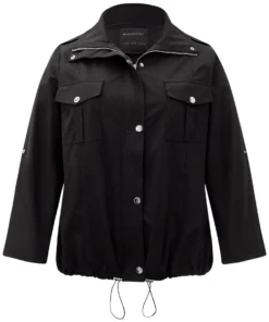 Solid Zipper Detail Button Up Drawstring Jacket 19 Solid Zipper Detail Button Up Drawstring Jacket -Clothing Shop 938918282 yf