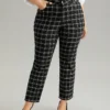 Plaid Print Straight Leg Pocket Jeans -Clothing Shop 939123988 mx