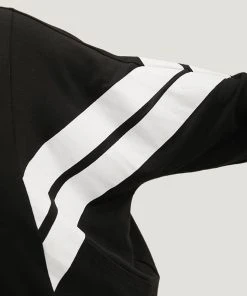 Striped Geometric Mock Neck Zipper Jacket -Clothing Shop 940686773 tg