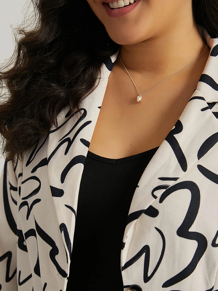 Line Print Suit Collar Pocket Button Through Blazer 11 Line Print Suit Collar Pocket Button Through Blazer - Image 9